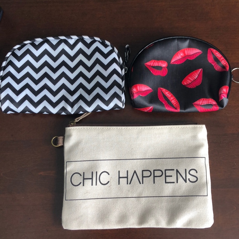 Lot of 3 mini makeup bags